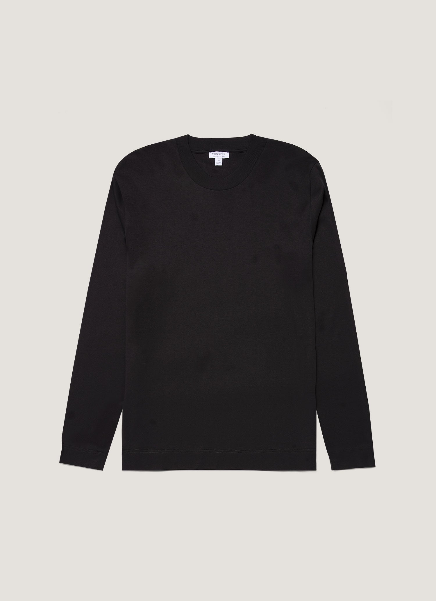 ロングスリーブ （ヘビーウェイト） T シャツ（Black）|Sunspel