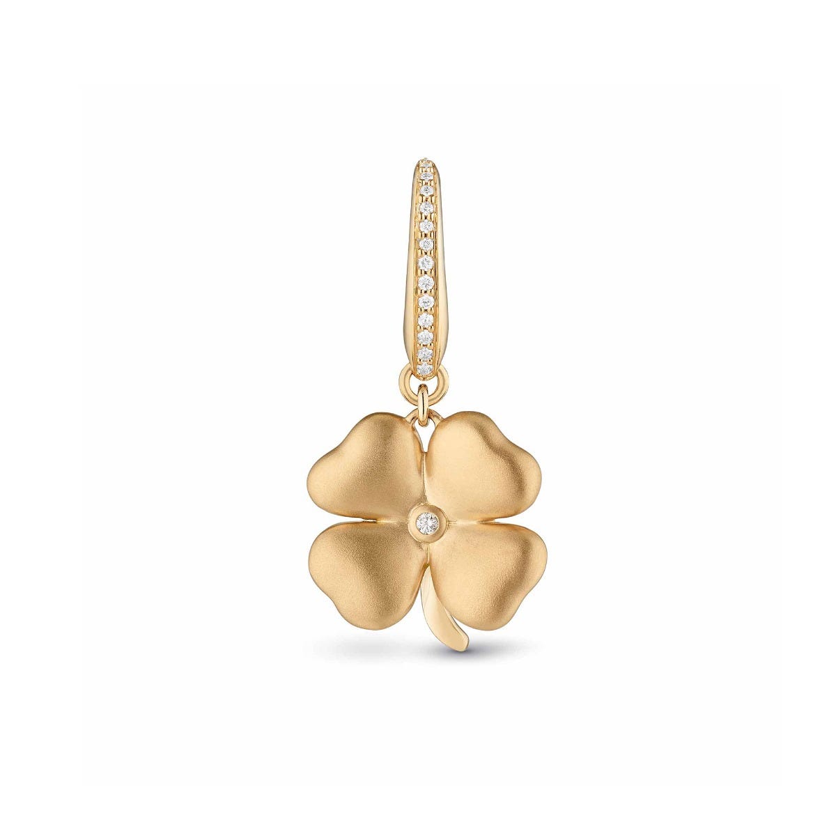 ダイヤモンド付きウッドランド クローバー チャーム (18K イエロー
