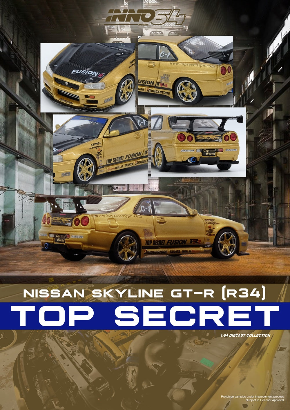 Inno64 1:64 TOP SECRET R34 GT-R Gold IN64-R34TS-GOLD – CarBro MC