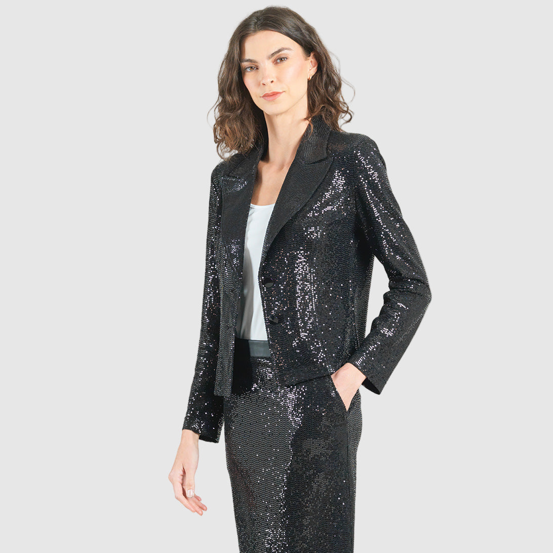 Sequin Knit - Modern Button Blazer - Black - Final Sale – Clara Sunwoo