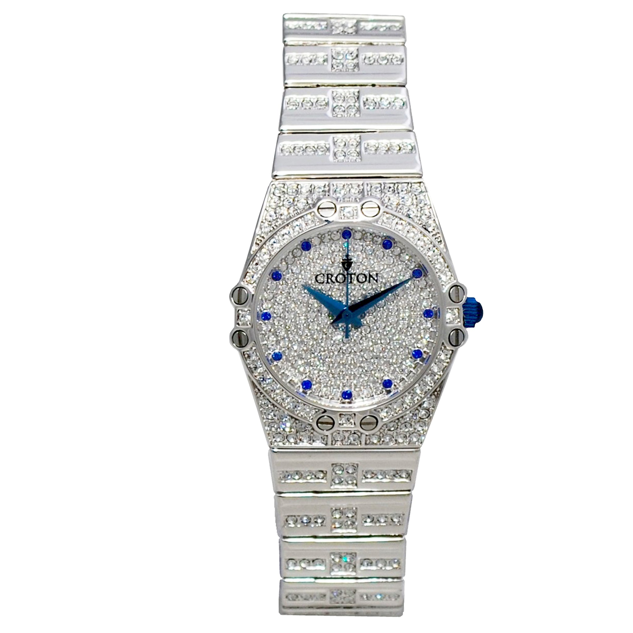 Ladies Quartz Austrian Crystal Watch with Blue Crystal Markers & Blue