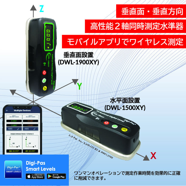 DWL-1900XY | 2軸高精度デジタル水準器 | Digi-Pas