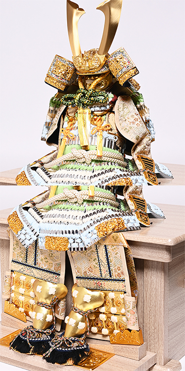 7号大将鎧：龍虎彫金屏風収納床の間飾：武光作｜人形の伏見屋