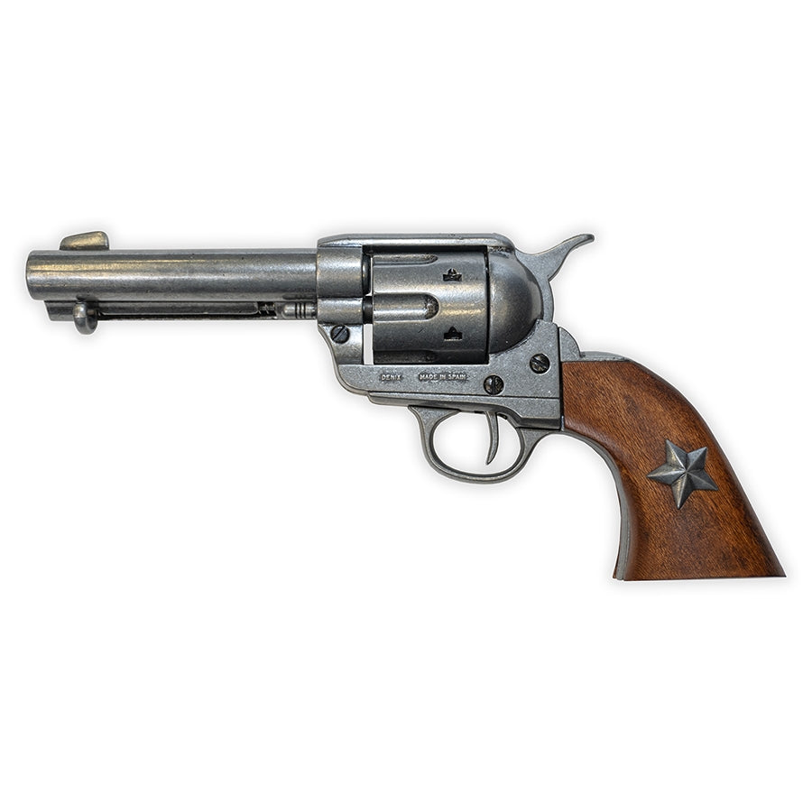 Western Peacemaker Revolver Replica – Gray Finish, Wood Star Grips
