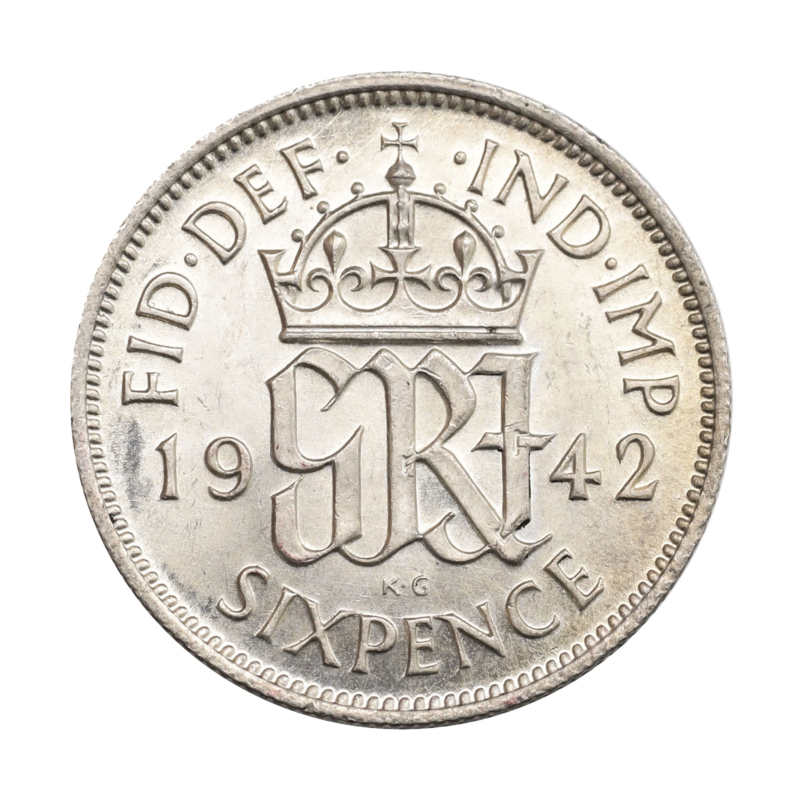 イギリス 1942年 6ペンス 銀貨 ジョージ6世 Great Britain Sixpence
