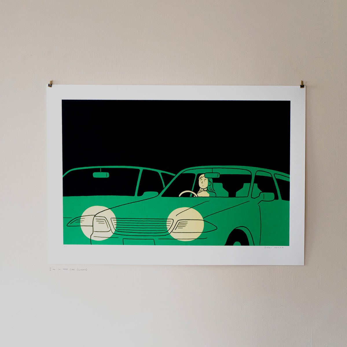 03-1 「I'm in the car.[Green]」シルクスクリーン プリント / 小幡彩