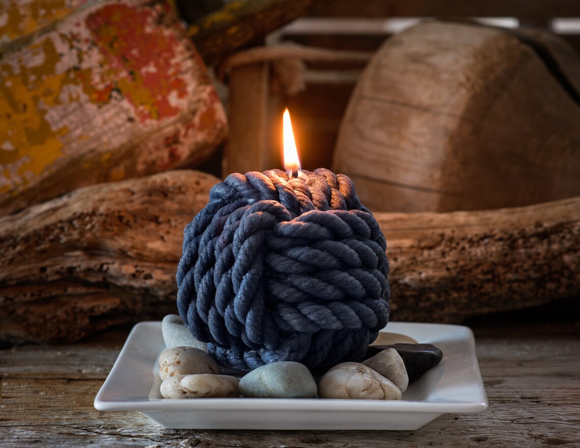 Nautical Monkeys Fist Knot Beeswax Candle 4x4 - 1904 Candles