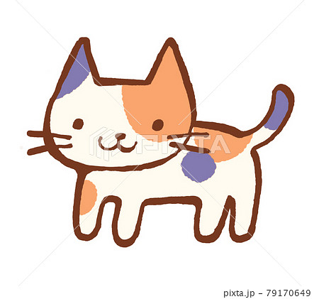 三毛猫のかわいい手描きイラストのイラスト素材 [79170649] - PIXTA