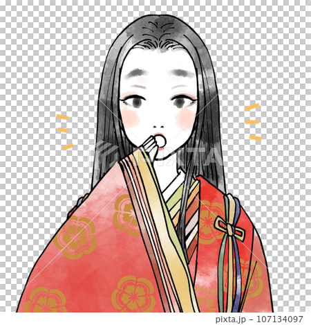 驚いた表情をする平安時代の女性貴族のイラスト素材 [107134097] - PIXTA