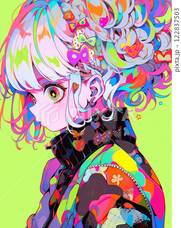 カラフルで個性的な女の子 /AI生成のイラスト素材 [122837503] - PIXTA