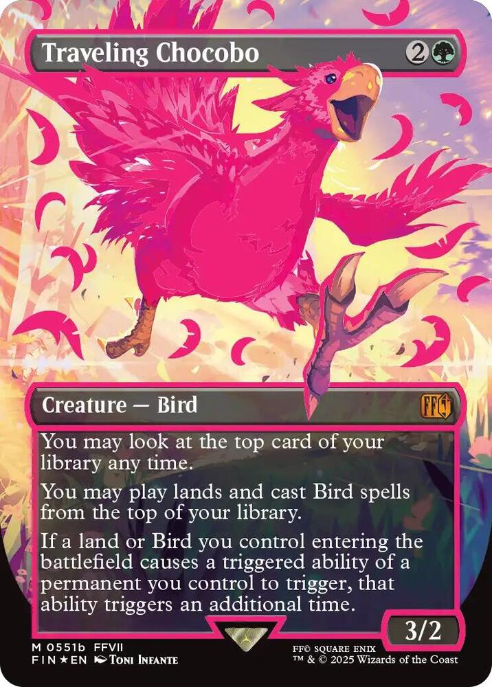 Traveling Chocobo (Borderless) (Neon Ink Pink) - FINAL FANTASY