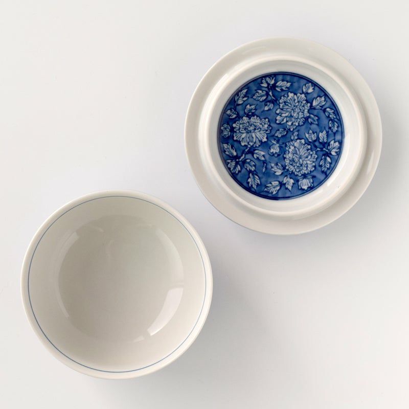 シリーズ以外・その他 染牡丹 蓋付お茶呑茶碗（木箱入）〈5客〉 美濃焼