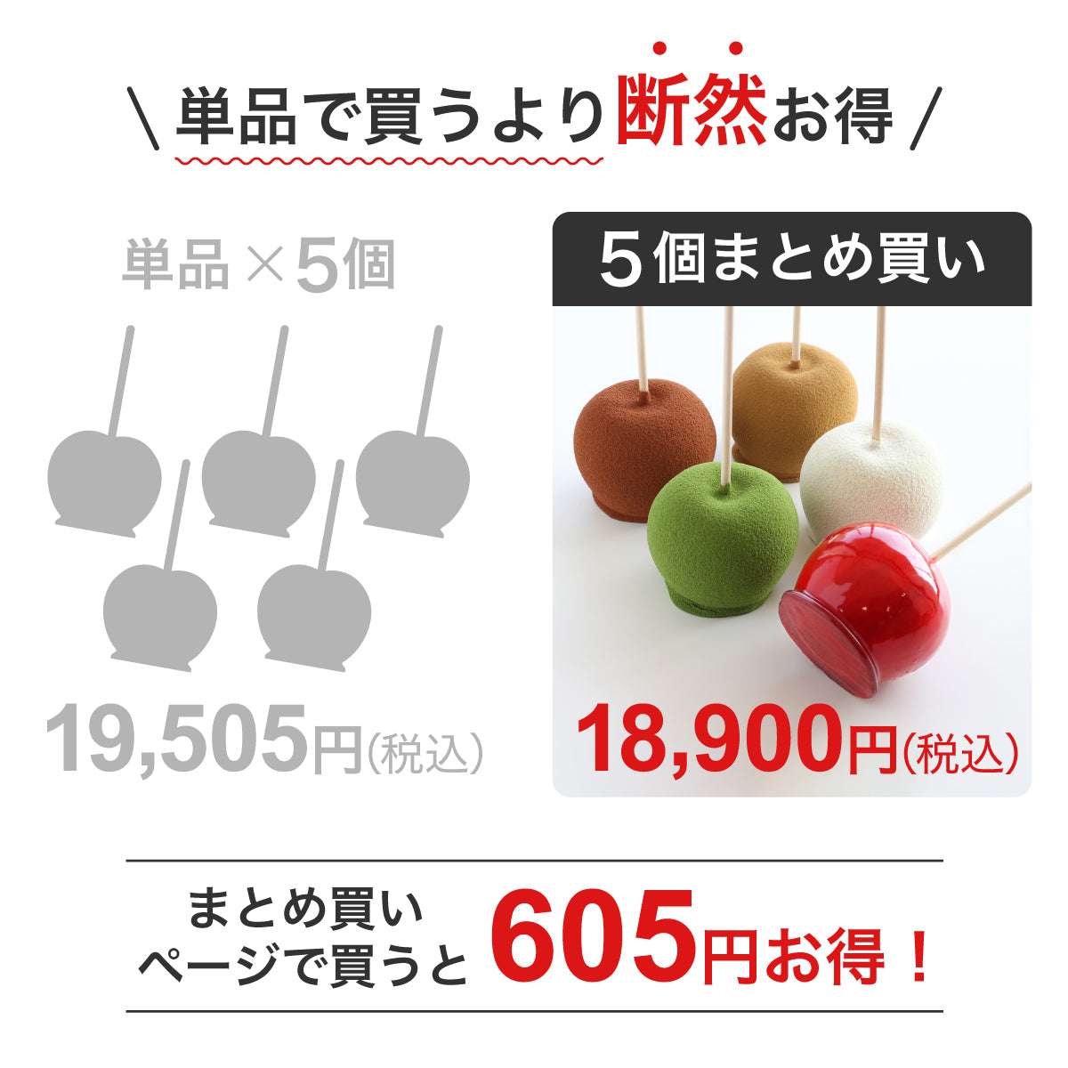 まるで本物。リアルな食品サンプル 食べられない りんご飴 5個