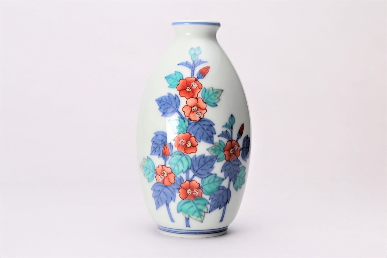 花器 「花瓶 立葵絵」 今右衛門窯 有田焼 陶磁器 – Takumi Japan