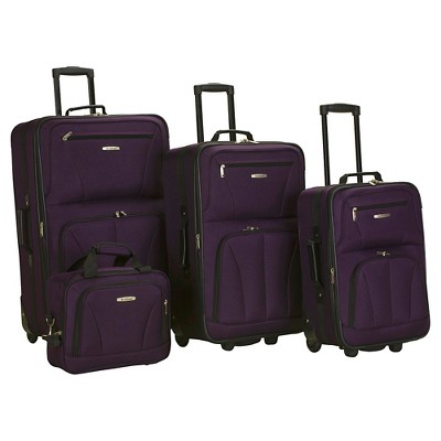 Rockland Safari 4pc Rolling Softside Checked Luggage Set - Leopard