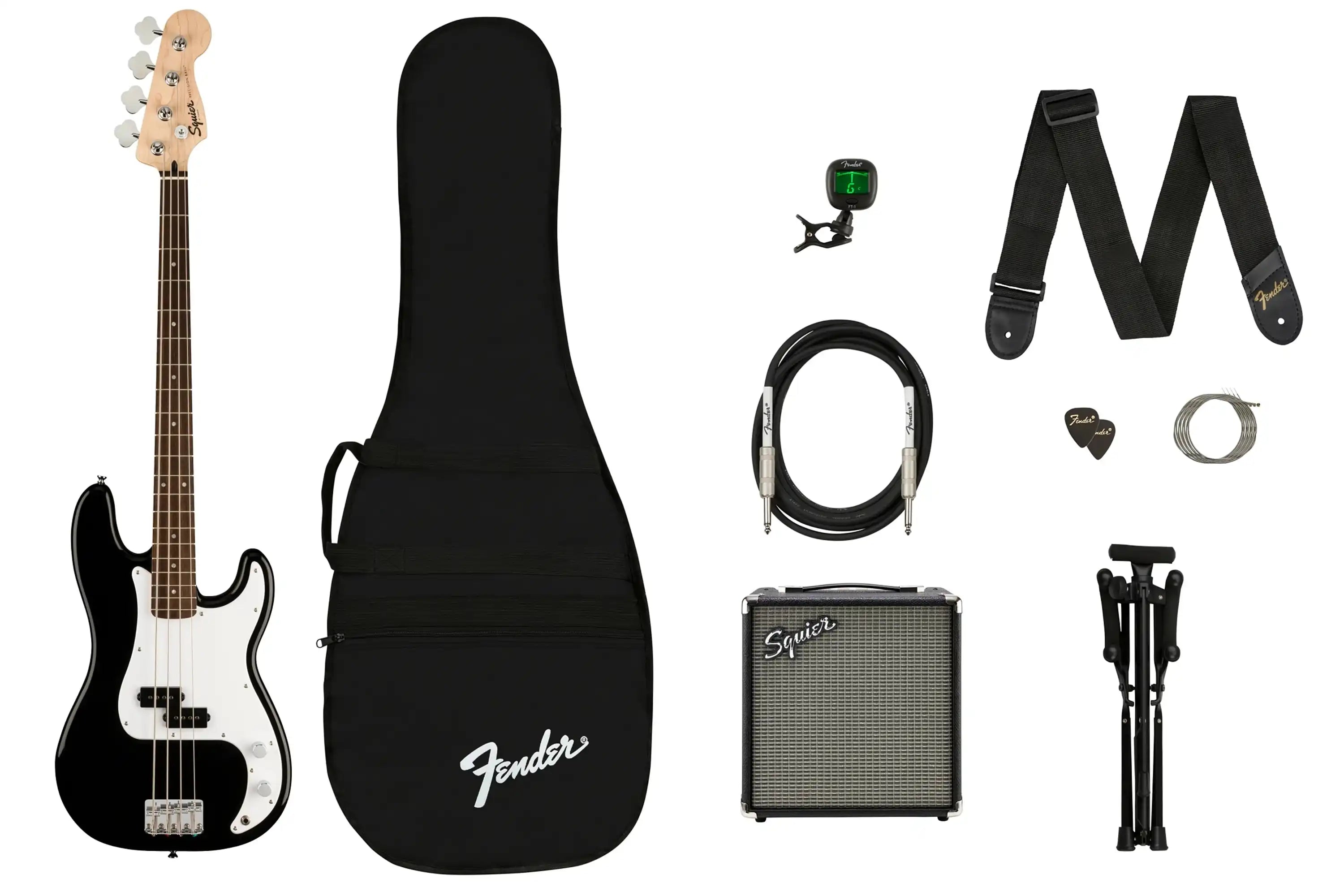 Squier By Fender Electric Bass Starter Pack - Black - Terry Carter