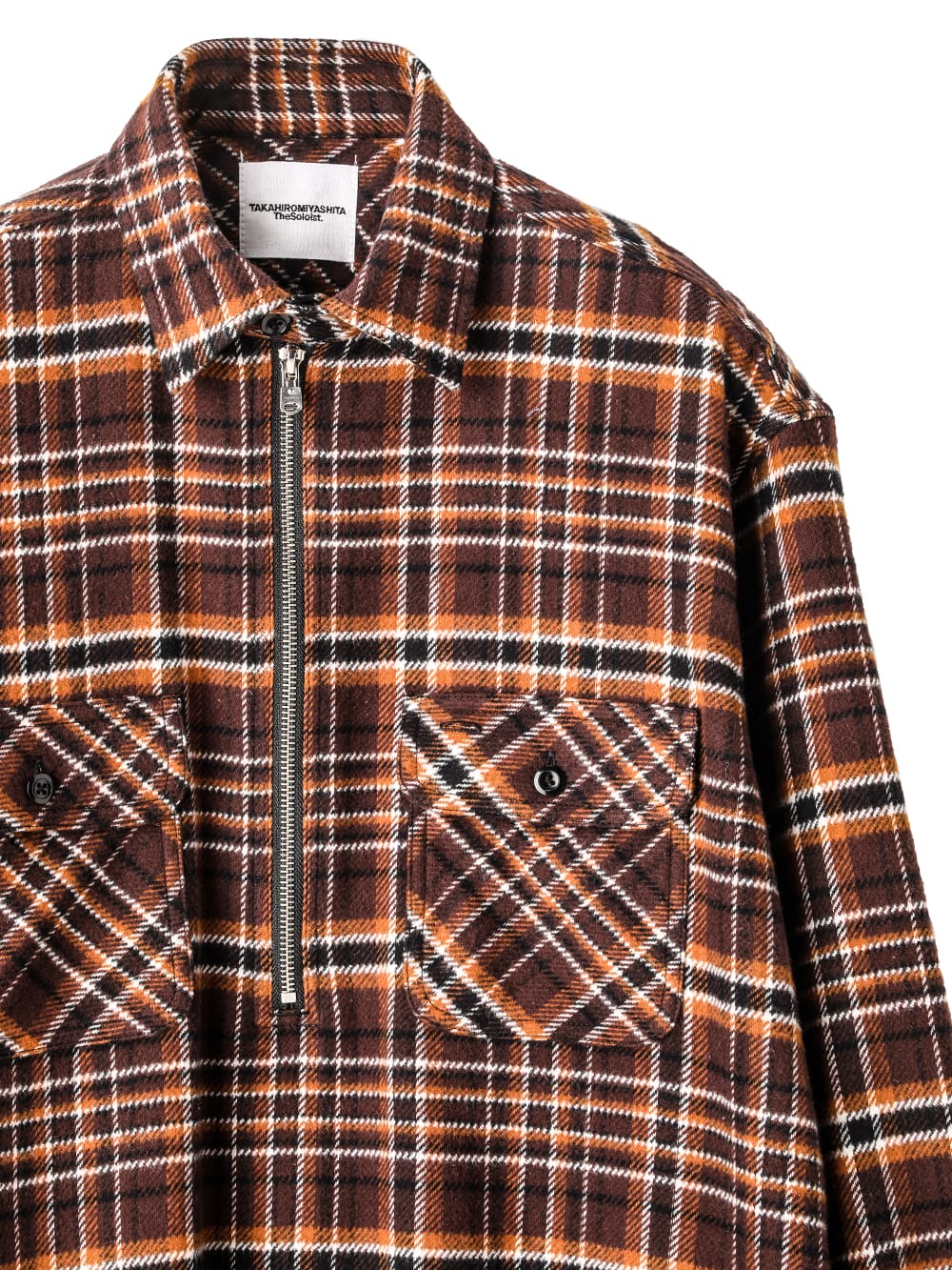 ss.0027AW25-brown ハーフジッププルオーバーワークシャツ The Black