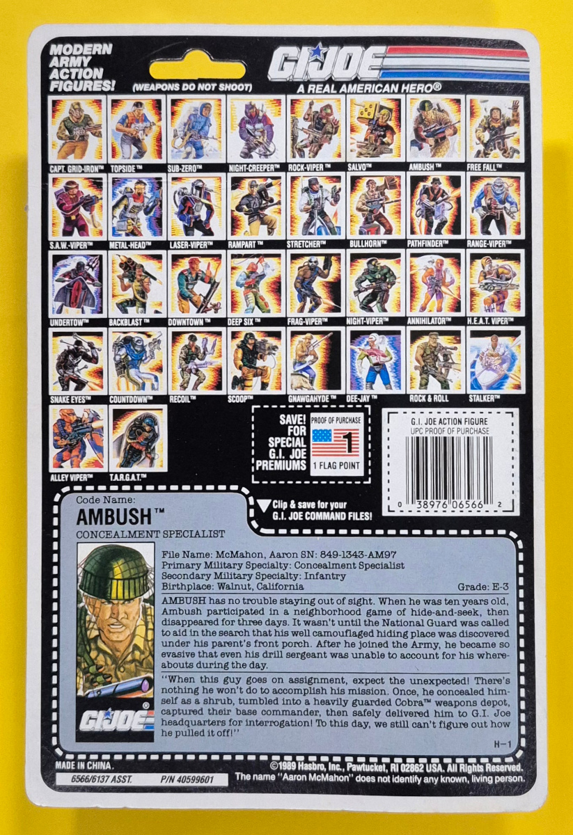 MOC 1989 Hasbro G.I. Joe ARAH Ambush on Command Ring Offer Card