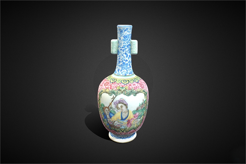国立故宮博物院 3D文物鑑賞-3D文物-清 雍正 琺瑯彩山水人物図碗