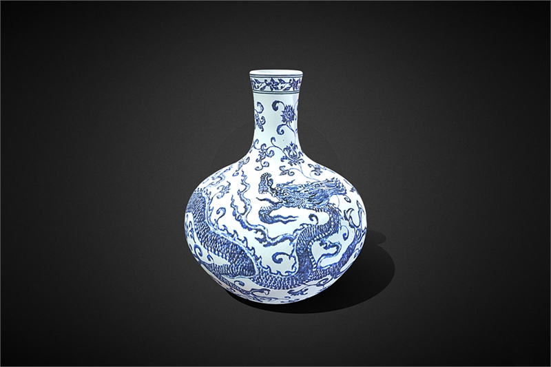 国立故宮博物院 3D文物鑑賞-3D文物-清 乾隆 炉鈞釉霊芝花挿