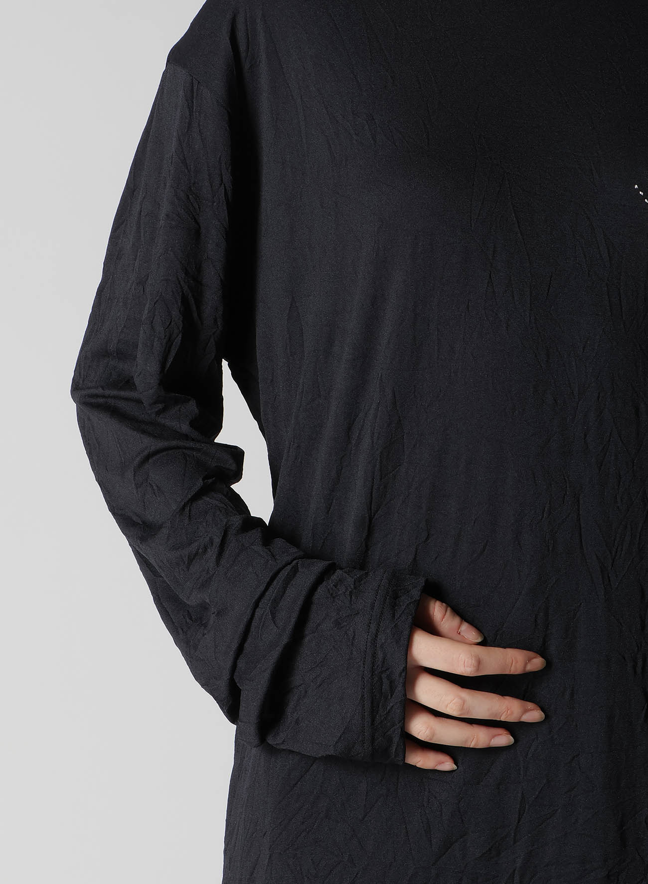 WRINKLE JERSEY Y'S STITCH LONG BIG T(L Black): Soldes｜THE SHOP