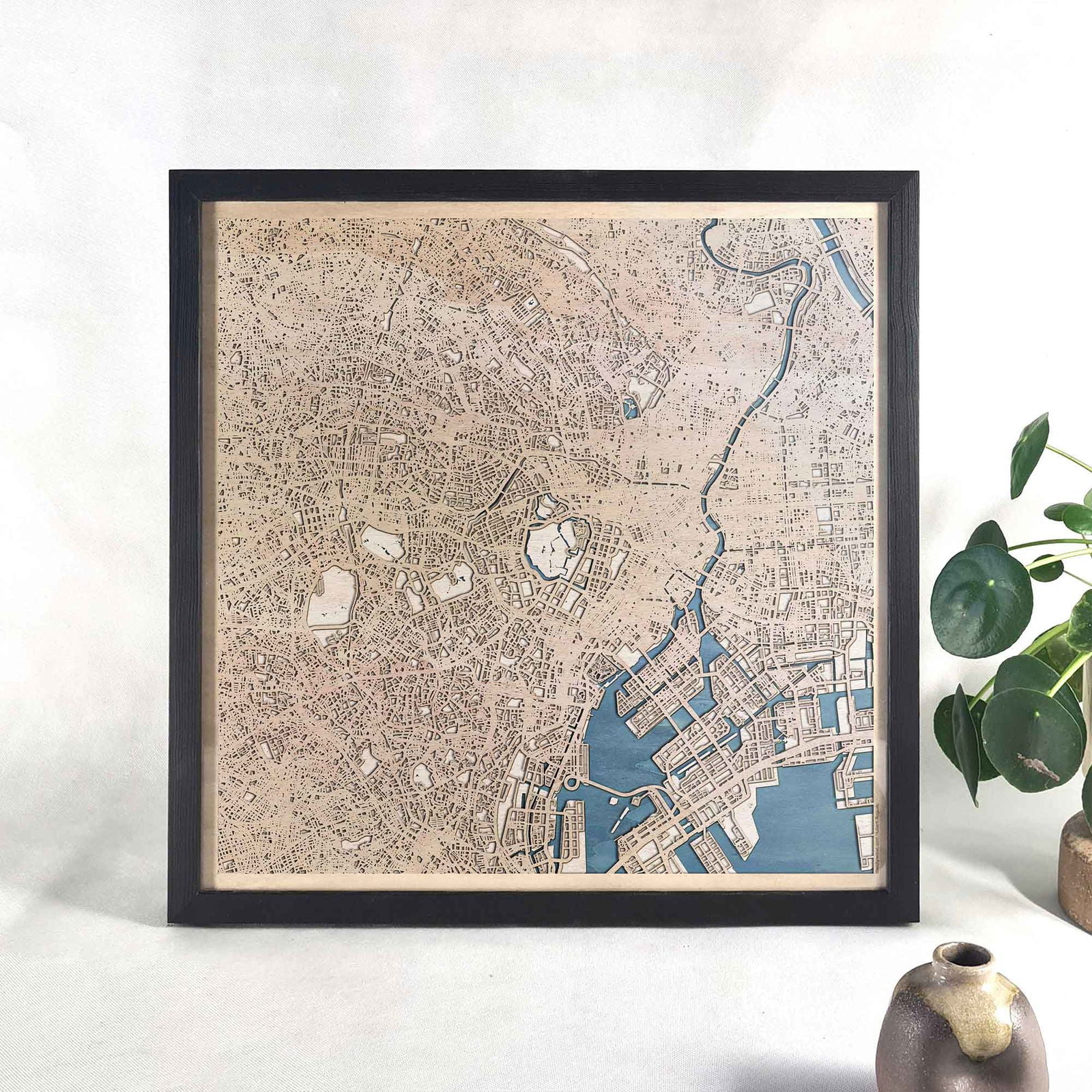 Wooden street map of Tokyo - for wall, art, laser cut - CityWood