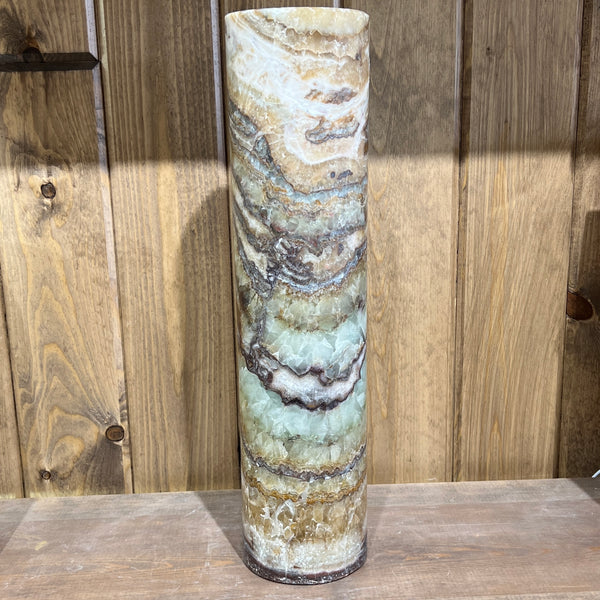 Aqua Cylinder Onyx Lamp - Things That Rock