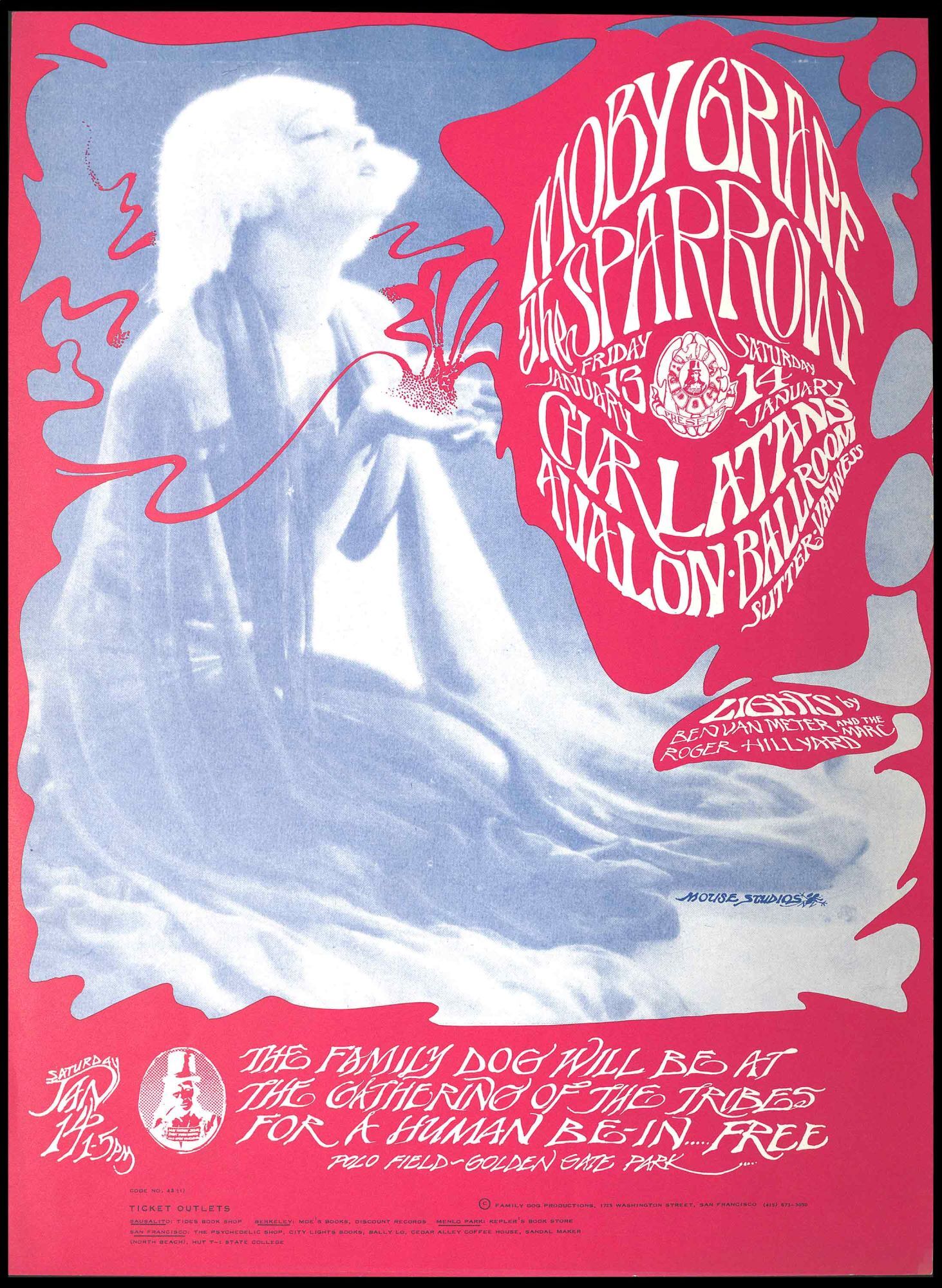 Original Concert Poster: Moby Grape, Sparrow, Charlatans January
