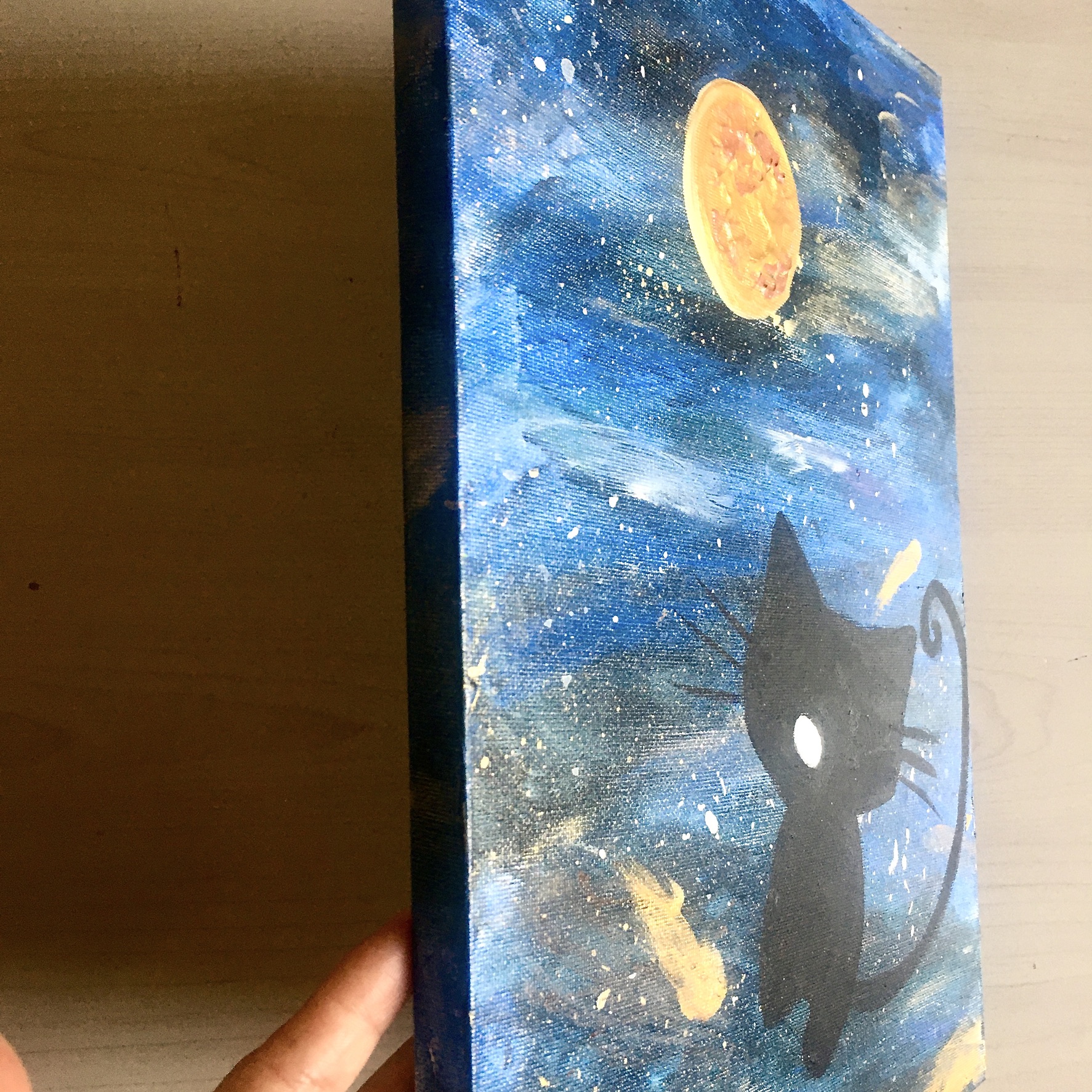 宇宙を見上げる黒猫 | かにゃんクリエイト ｜インテリア絵画 アートの