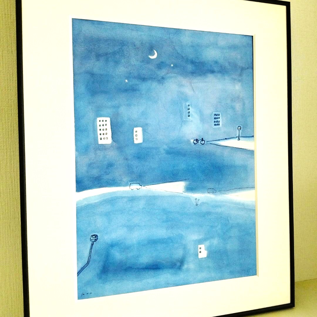 三日月の夜に | 上村奈央 ｜インテリア絵画 アートの専門通販