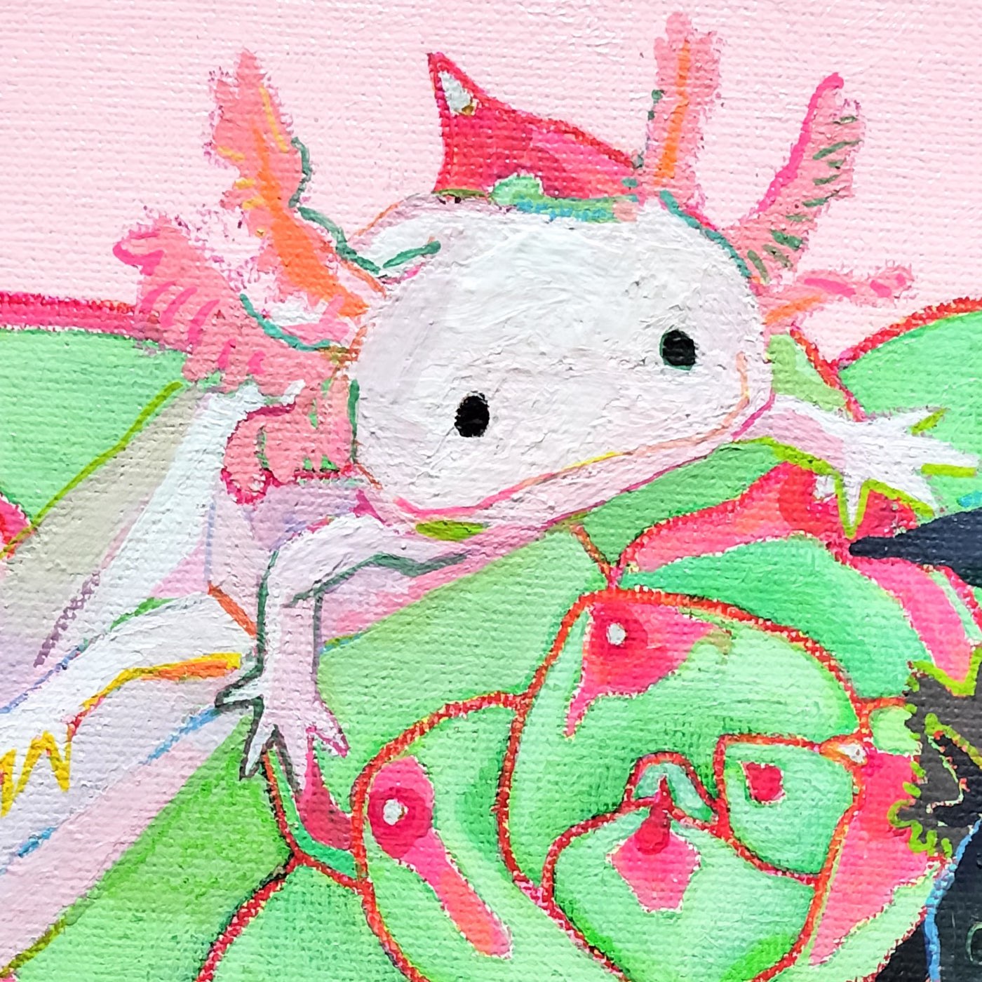 絵画]ウーパールーパー×エケベリア・エボニー | STSN ｜インテリア絵画