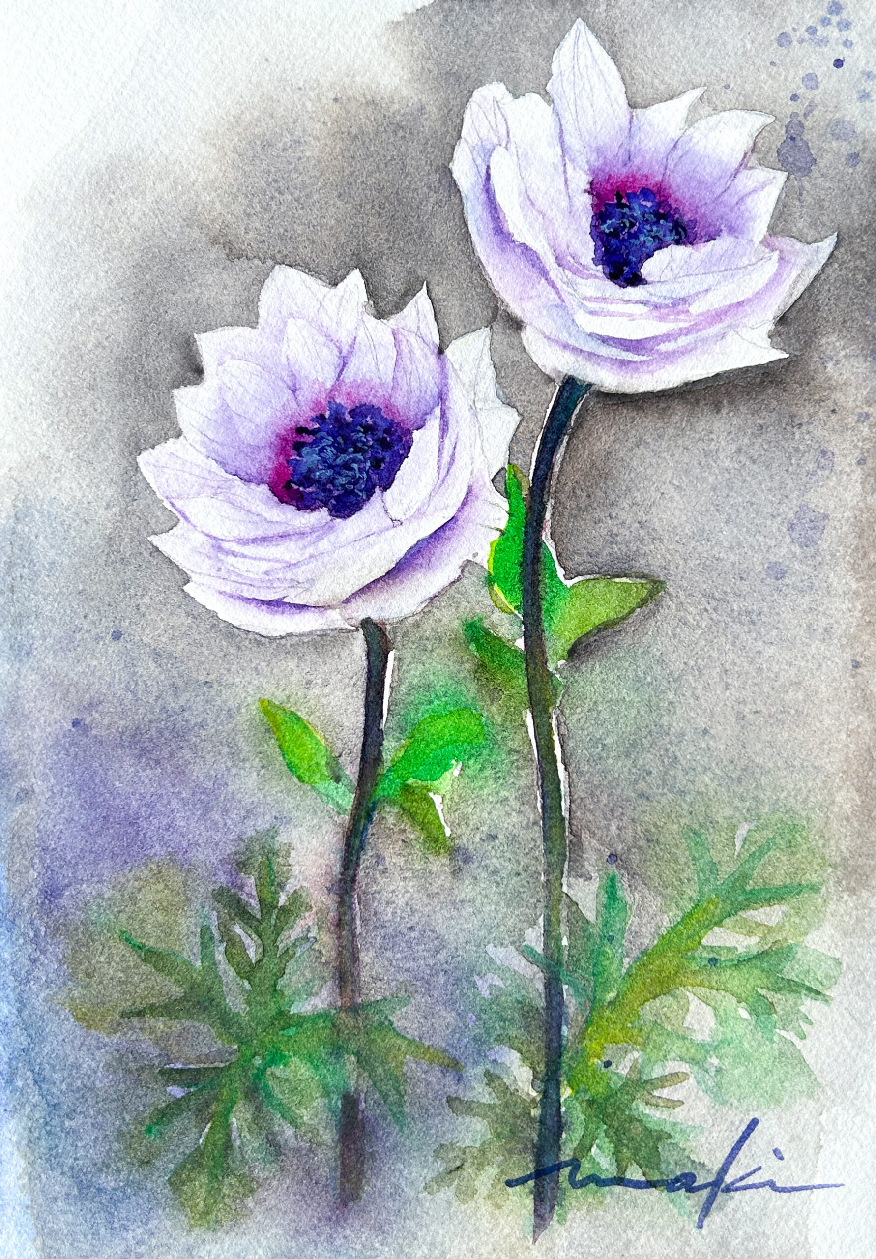 木陰のアネモネ | Maki Miyagawa ｜インテリア絵画 アートの専門通販