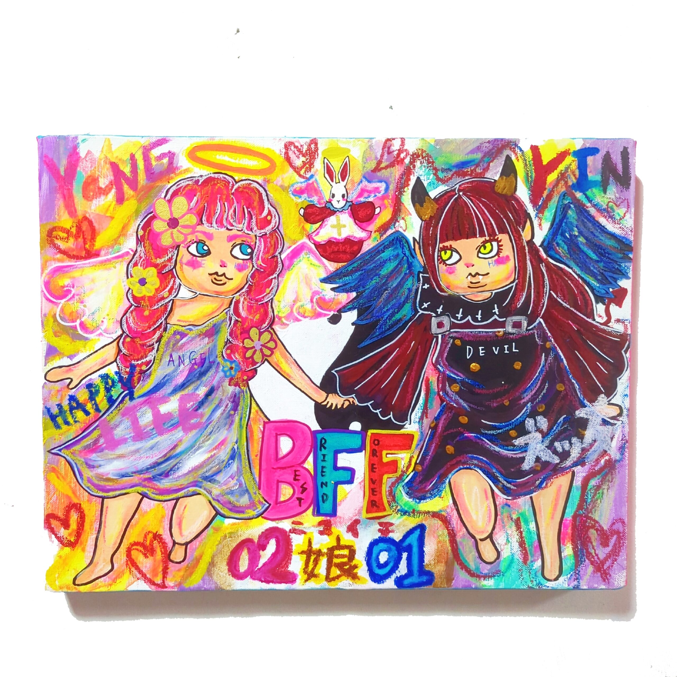 F6号】2娘1（ニコイチ）絵画 | Chika Shinoda ｜インテリア絵画 アート