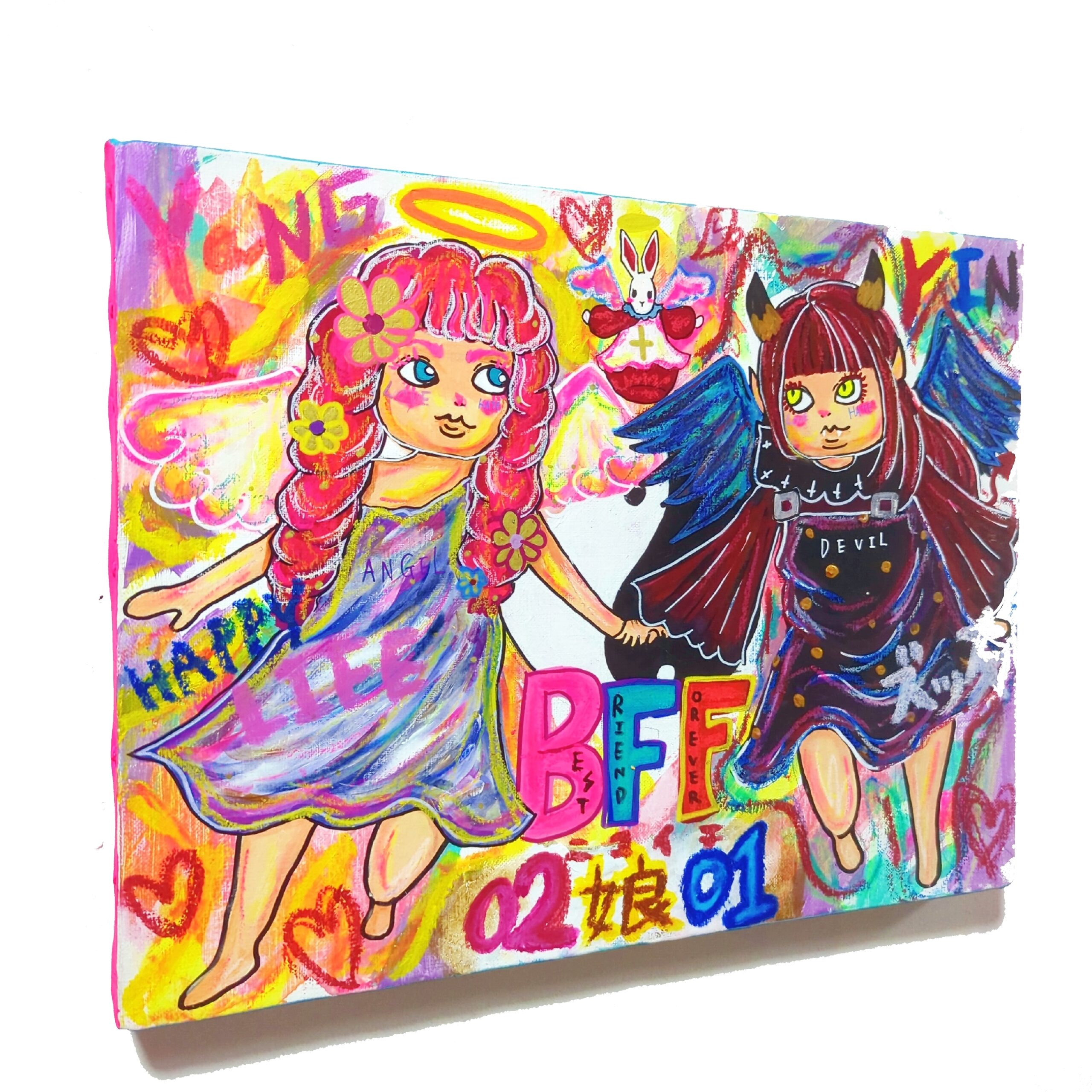 F6号】2娘1（ニコイチ）絵画 | Chika Shinoda ｜インテリア絵画 アート