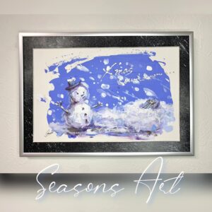 アクリル画 〖 森の夜 〗アクリル絵具・色鉛筆（ A4サイズ 額入り