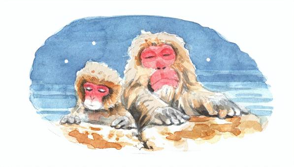 猿 温泉イラスト｜無料イラスト・フリー素材なら「イラストAC」