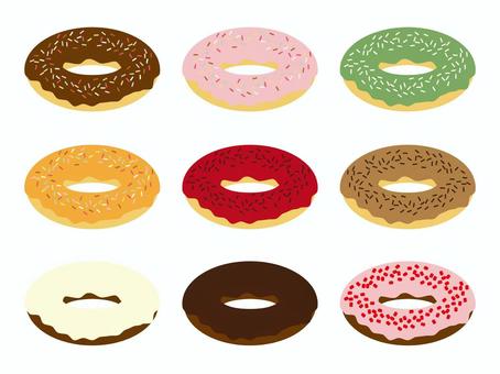 カラフルなチョコがけドーナツイラスト - No: 23626519｜無料イラスト
