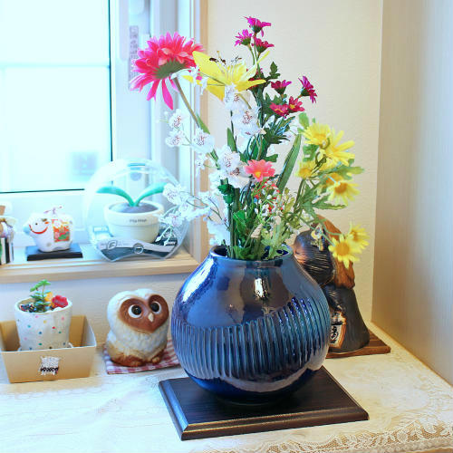 楽天市場】花瓶 信楽焼 青の通販