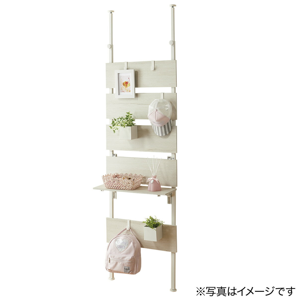幅60cm]突っ張りラック カエサル 60cm幅(ホワイトウォッシュ) 【1年