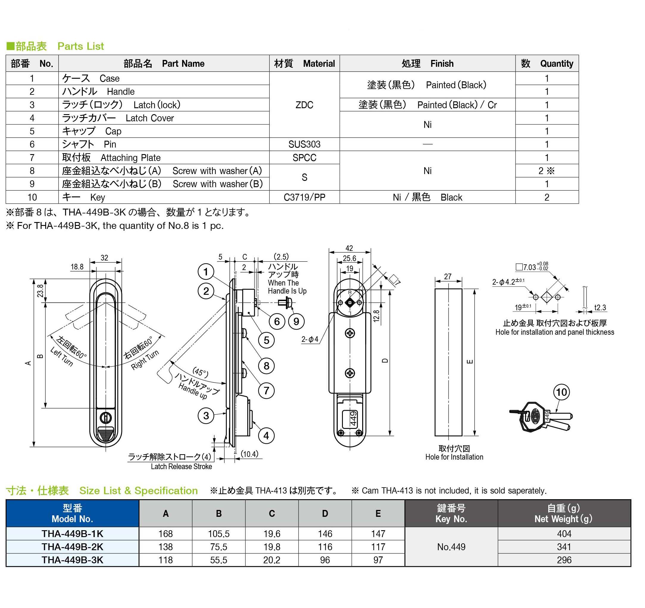 栃木屋EC_フラッシュリフトハンドル: 取手・ハンドル