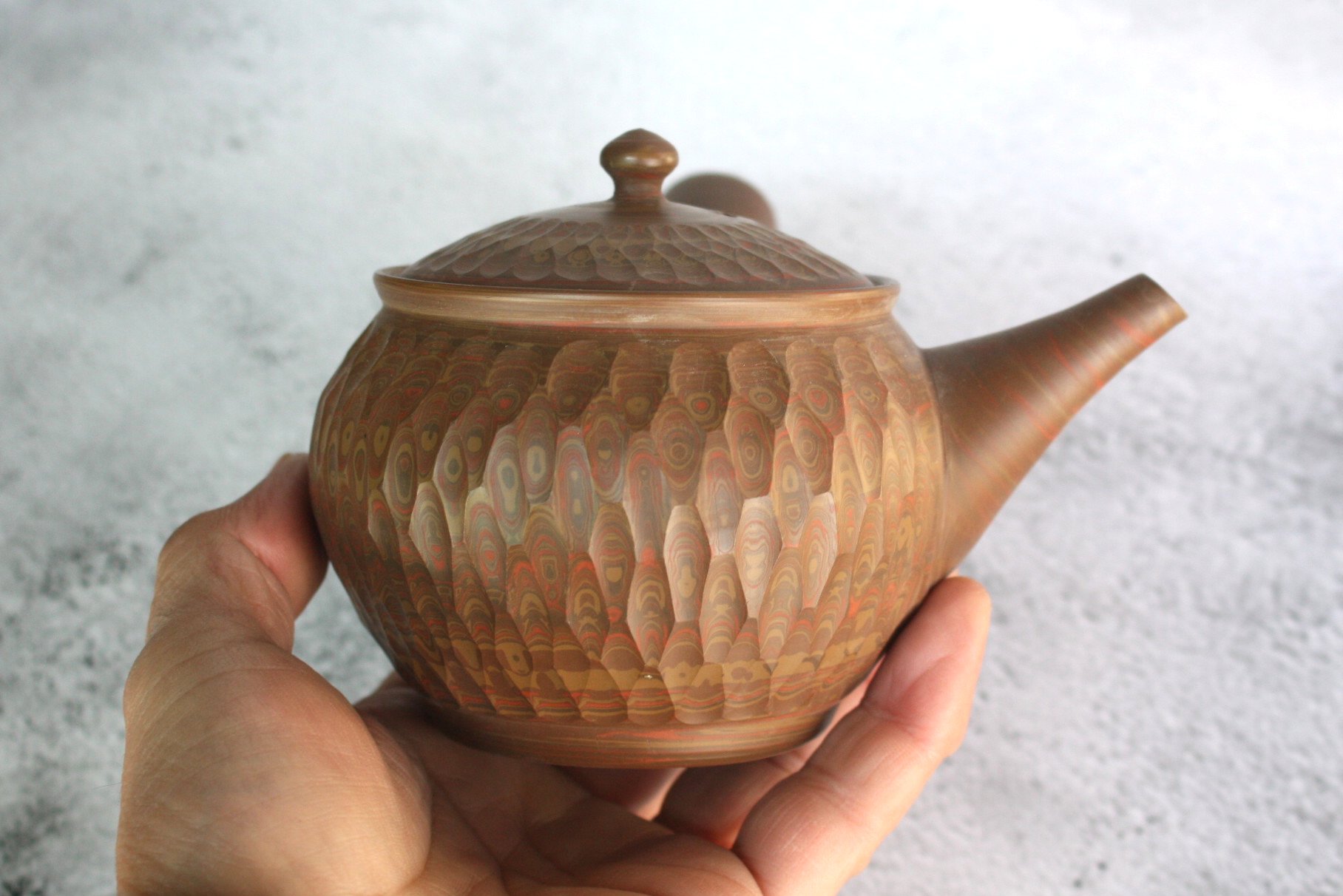 小西友仙 燿泥練込網目カット急須 320ml ささめ茶こし yusen001 - 常滑