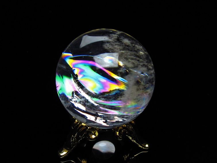 アイリスクォーツ 水晶 丸玉 虹入り 25mm 水晶玉 スフィア 球 置物
