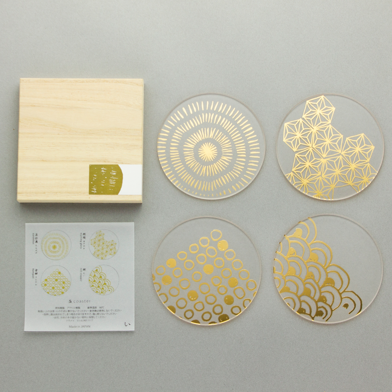 箔 コースター 木箱入り4枚セット | toumei online store