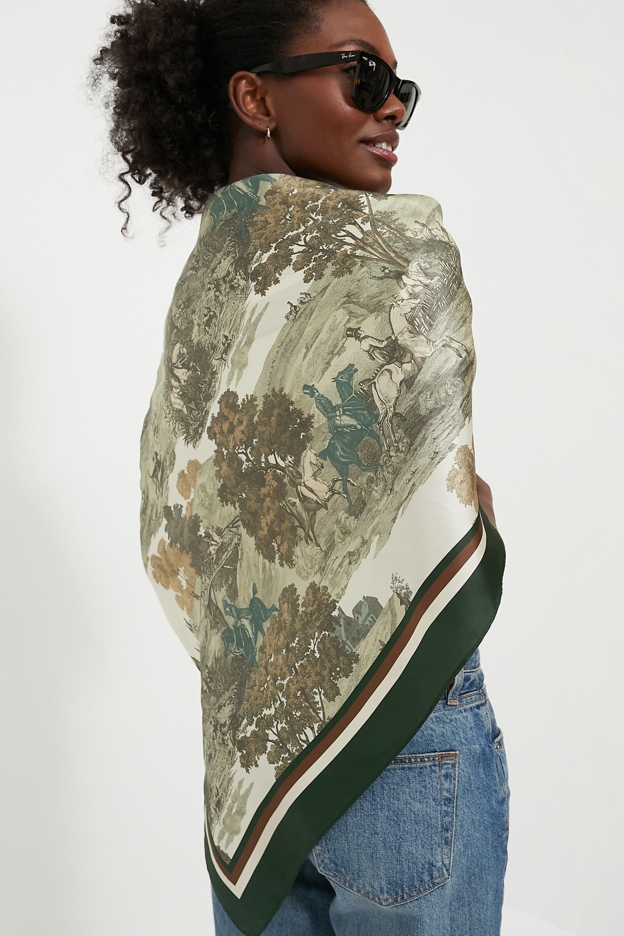 Foxhunt Toile Medium Silk Scarf | Tuckernuck Accessories
