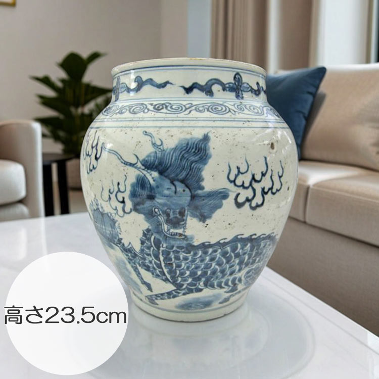楽天市場】景徳鎮 染付麒麟文壺 高さ約23.5cm 中国美術 陶磁器 希少