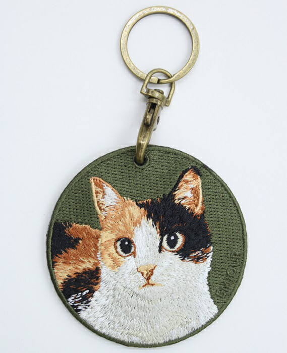 楽天市場】猫キーホルダー シルク両面刺繍 三毛猫 キャット ネコグッズ