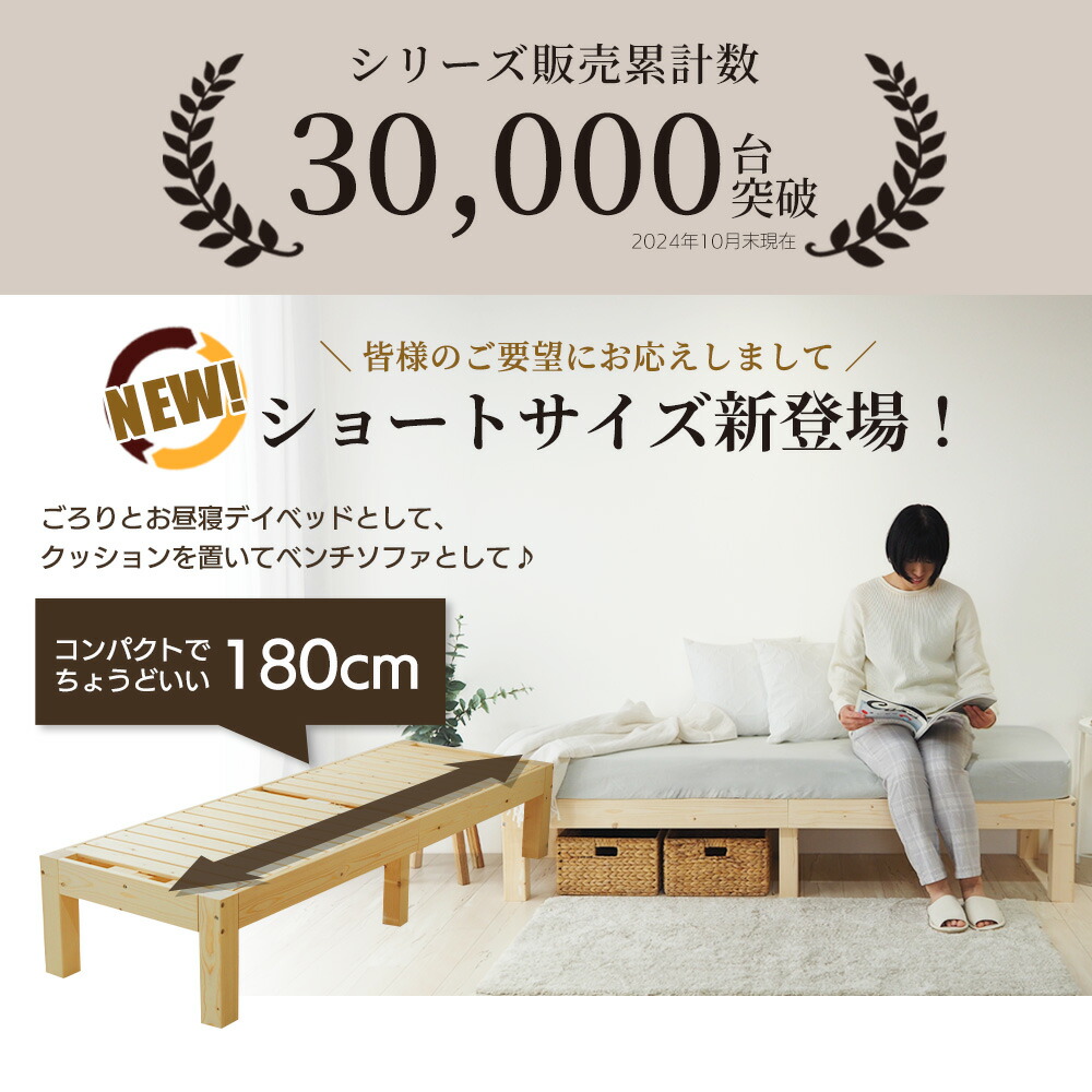 楽天市場】ベッド シングルベッド 無塗装 ベッドフレーム 木製 北欧