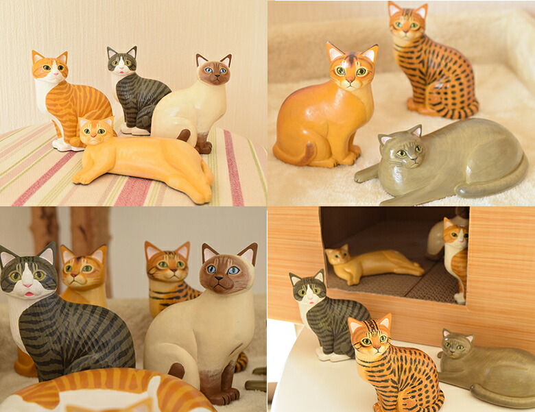 楽天市場】木で猫／木で作ったリアルなねこちゃんの置物／作家作品