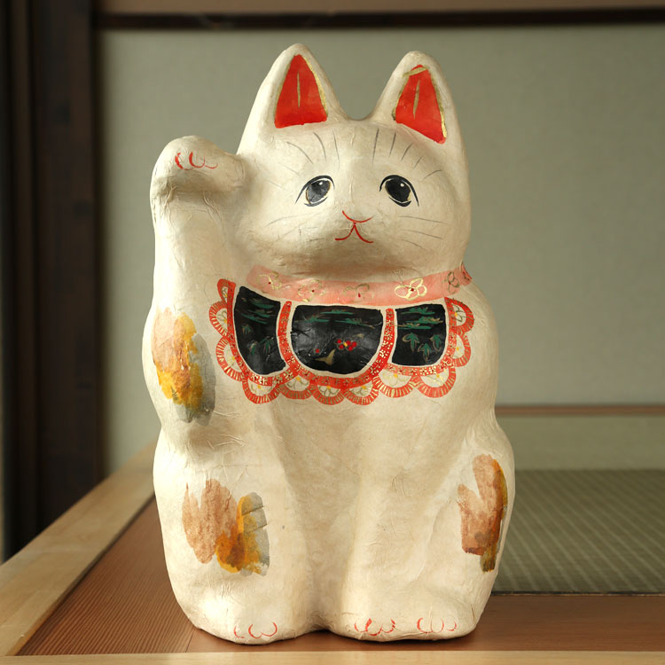 楽天市場】【送料無料】招き猫 置物 和紙 お祝い 商売繁盛 千客万来