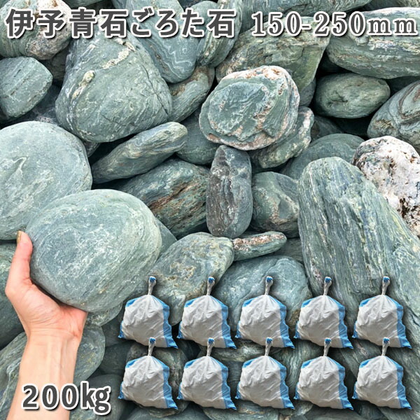 楽天市場】庭石 割栗石 ロックガーデン伊予青石 ごろた石（150〜250mm